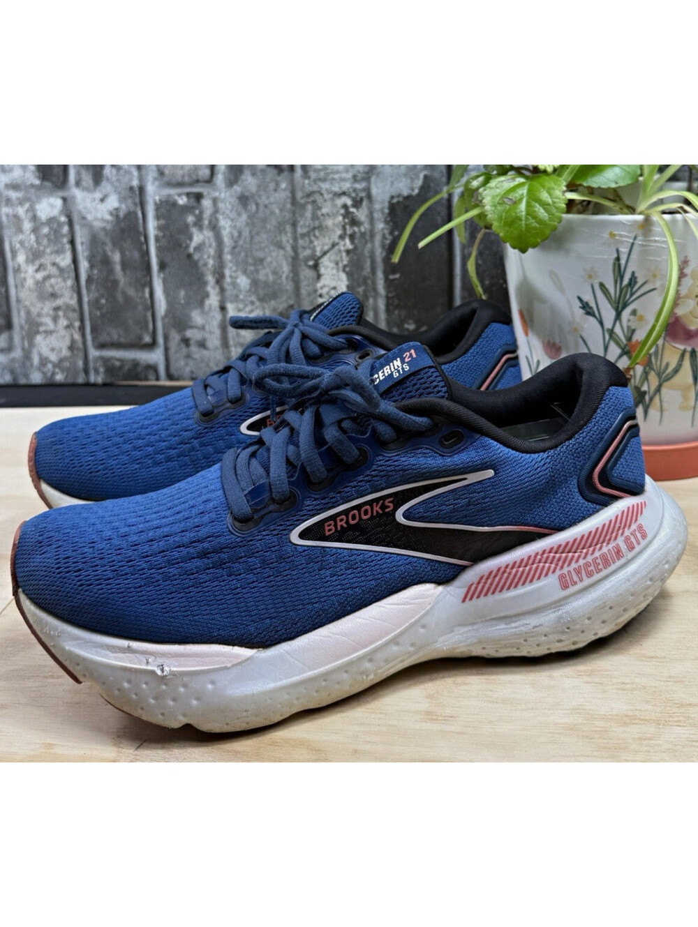 Brooks Glycerin GTS 21 Men's Blue/White/Black Low Top Lace-Up Running Sneaker